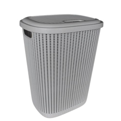 Kosz na pranie bieliznę plastikowy 57l pojemnik z pokrywą szary Keeeper Arne