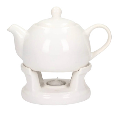 Dzbanek porcelanowy z podgrzewaczem Bella Fiore 1l biały