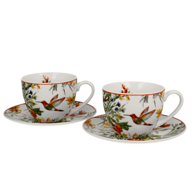 Komplet 2 filiżanek ze spodkami porcelanowe Linnea 280 ml