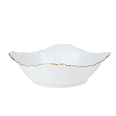 Porcelanowa salaterka kwadratowa ĆMIELÓW Rococo złota linia 24 cm miska porcelanowa do sałatek