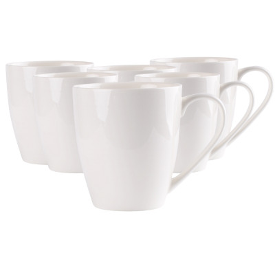 Zestaw 6 kubków porcelanowych do kawy herbaty ecru 330 ml
