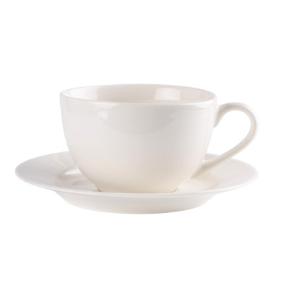 Filiżanka porcelanowa ze spodkiem do kawy herbaty ecru gładka 240 ml