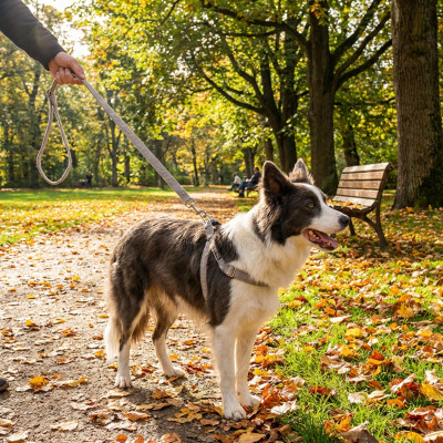 Zestaw spacerowy dla dużych psów szelki ze smyczą 120 cm zamszopodobne 3 kolory