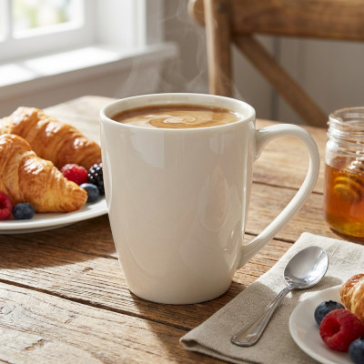 Zestaw 6 kubków porcelanowych do kawy herbaty ecru 330 ml