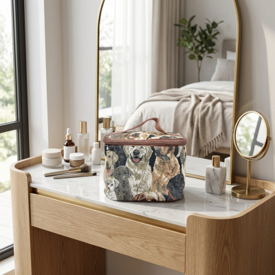 Kuferek gobelinowy kosmetyczka w psy 23x15x15 cm