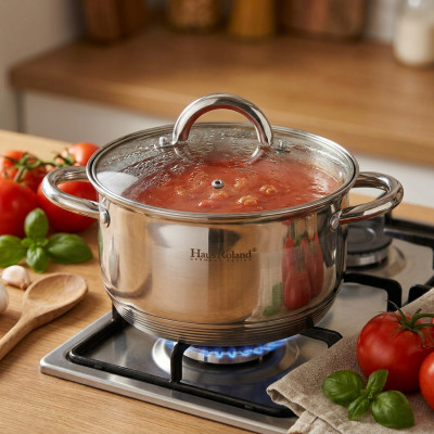 Garnek nierdzewny z pokrywką szklaną 3,6l gaz indukcja