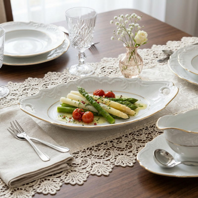 Rawierka porcelanowa mały półmisek ĆMIELÓW Rococo złota linia 25 cm