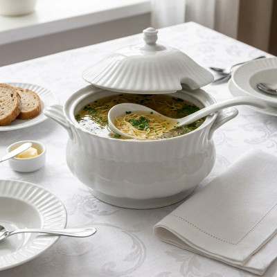 Waza do zupy porcelanowa CHODZIEŻ Iwona biała 2,5l