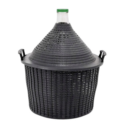 Szklany balon na wino w koszu plastikowym gąsior 10L
