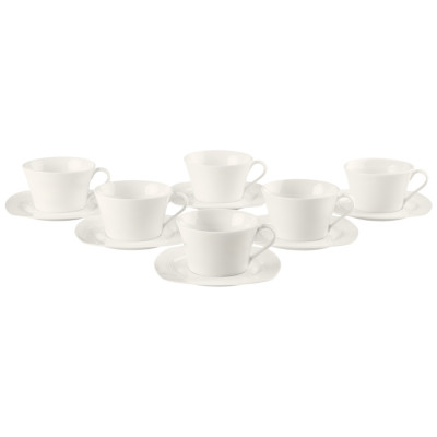 Filiżanka porcelanowa ze spodkiem ecru 220 ml zestaw 6 szt