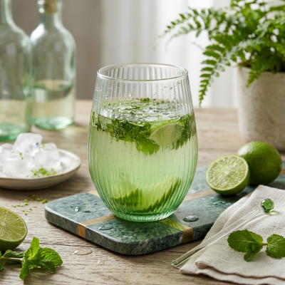 Szklanka do soku, napojów ryflowana zielona ombre 600 ml