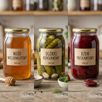 Słoik szklany na przetwory 900 ml bez wieczka paleta 384 SZT na miód, ogórki dżem