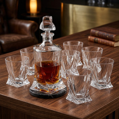 Zestaw do whisky karafka + szklanki 7 el BOHEMIA QUADRO szkło kryształowe