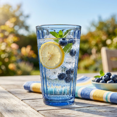 Szklanka do wody i napojów niebieska 400 ml