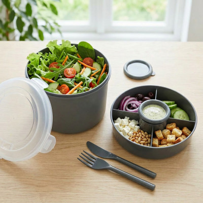 Zestaw lunchbox ze sztućcami i pojemnikiem na sos 1l mix kolorów