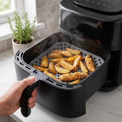 Zestaw 2 wkładów silikonowych perforowanych do frytkownicy Air Fryer 21x21 cm
