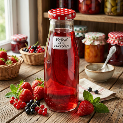 Szklana butelka na sok z zakrętką 480 ml mix kolorów