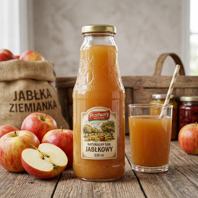 Szklana butelka na sok przezroczysta 330 ml