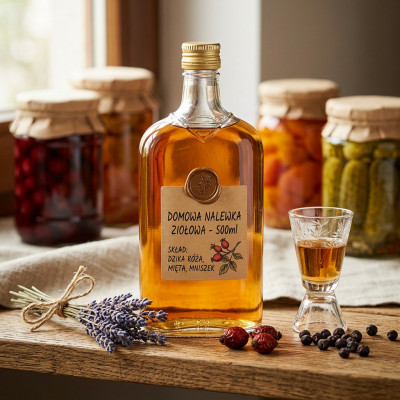 Szklana butelka płaska na nalewki z zakrętką 500 ml