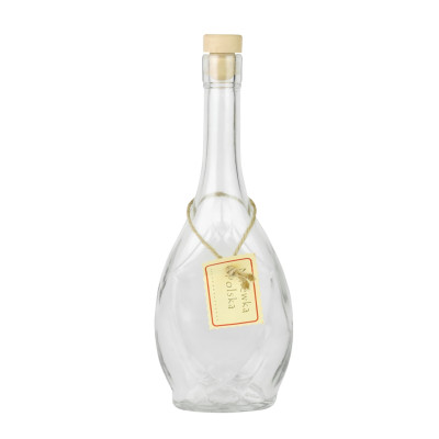 Szklana butelka ozdobna na nalewki z korkiem łezka 500 ml