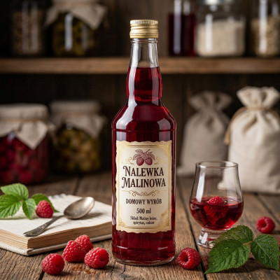 Szklana butelka na sok i nalewki z zakrętką okrągła 500 ml