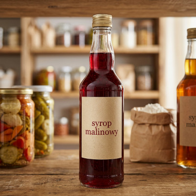 Szklana butelka na sok i nalewki z zakrętką okrągła 500 ml