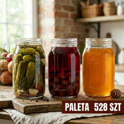 Słoik szklany na przetwory 900 ml paleta 528 SZT na miód, ogórki dżem