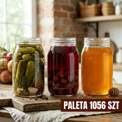 Słoik szklany na przetwory 900 ml paleta 1056 SZT na miód, ogórki dżem