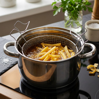 Garnek do smażenia frytek z koszyczkiem 3l ze stali nierdzewnej