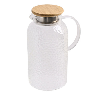 Szklany dzbanek z bambusową pokrywką kamyki 1,6l