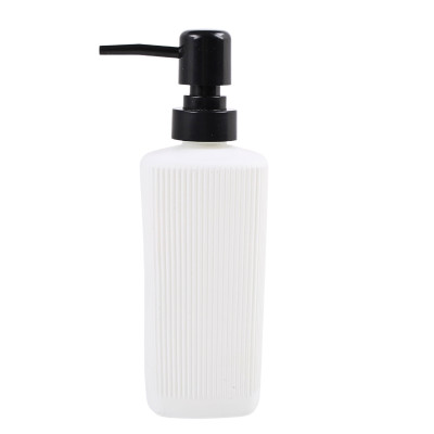Szklany dozownik na mydło w płynie ryflowany biały mat 350 ml