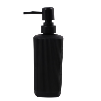 Szklany dozownik na mydło w płynie ryflowany czarny mat 350 ml