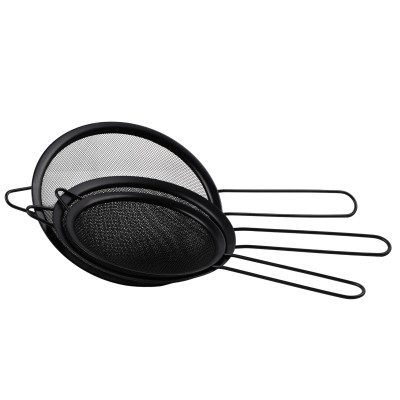 Zestaw 3 stalowych sitek kuchennych 14/16/18 cm czarny