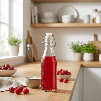 Szklana butelka z klipsem 250 ml na soki nalewki