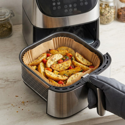 Zestaw 50 wkładów papierowych do frytkownicy Air Fryer kwadratowe 16x16 cm