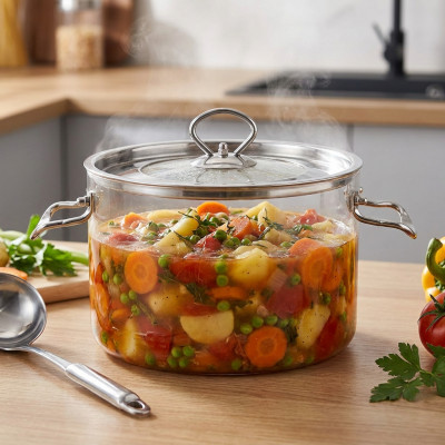 Garnek szklany z stalową pokrywką borokrzemowy 4,5l