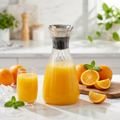 Karafka szklana Fale 1,5l l z grawitacyjnym dozownikiem ze stali nierdzewnej