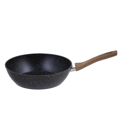 Patelnia głęboka granitowa 26 cm drewnopodobna rączka indukcja gaz