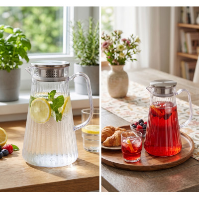 Dzbanek do soku lemoniady plastikowy z pokrywką 1,5l
