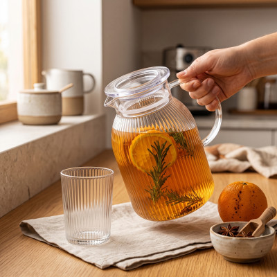 Dzbanek do soku lemoniady plastikowy z pokrywką 1,6l karafka na napoje