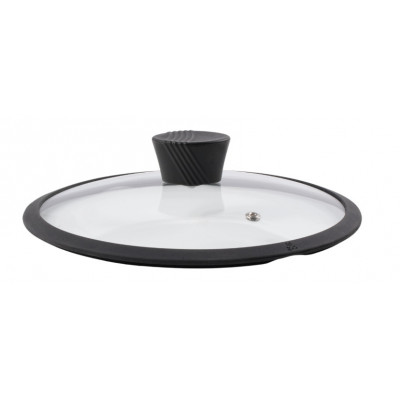 Szklana pokrywka z silikonowym rantem 20 cm, czarna