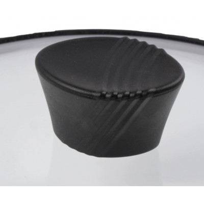 Szklana pokrywka z silikonowym rantem 24 cm, czarna
