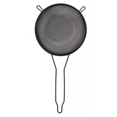 Czarne sitko kuchenne z uchwytem 24 cm