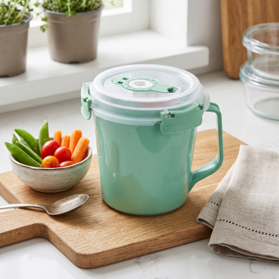 Kubek na żywność z pokrywką 640 ml zielony z funkcją czasu