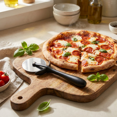 Nóż do pizzy z czarnym uchwytem 18,5 cm
