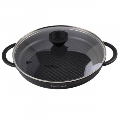 Patelnia grillowa z pokrywką 30 cm aluminiowa non-stick