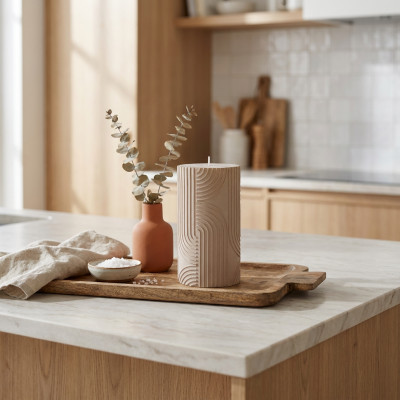 Świeca dekoracyjna walec BOHO 14 × 7 cm, 450 g