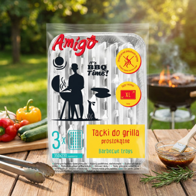 Zestaw dużych tacek do grilla Amigo 5 sztuk