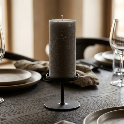Świeca dekoracyjna Rustic malowana 14 × 6,5 cm szara