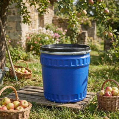 Beczka stożkowa plastikowa z obejmą 120l do kiszenia przechowywania deszczówki